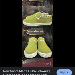 Men’s (8) Womens (10) Supra Cuba Swartz Green Loafers.
